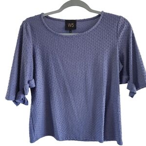 W5 by Anthropologie Blue Textured Pin Dot Shirt